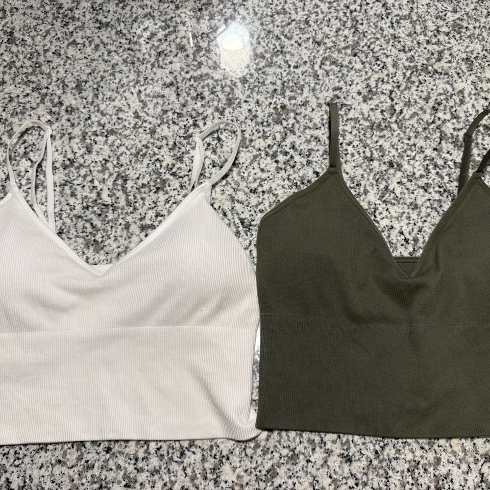 Rue21 White and Olive Cami/Bra
